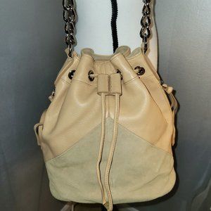 Marc Fisher Beige Bucket Drawstring Shoulder Bag